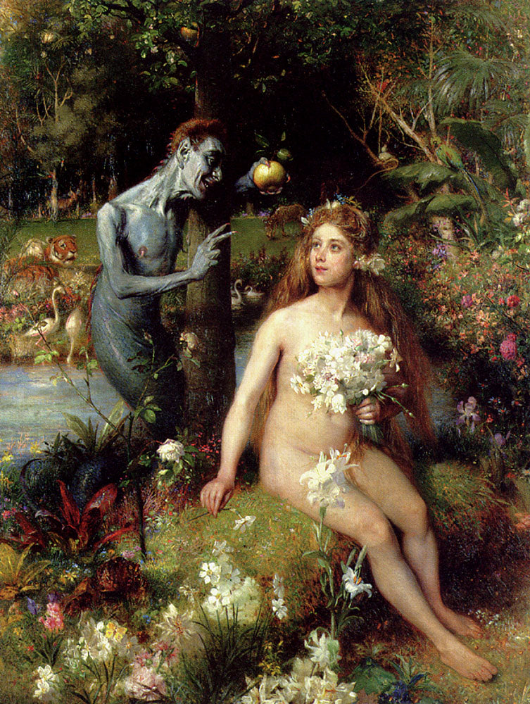The Temptation Of Eve, vintage artwork by Pierre Van der Ouderaa, 12x8" (A4) Poster