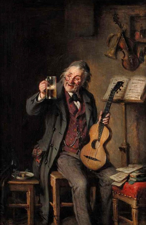 The Happy Musician, vintage artwork by Hermann Kern, 12x8" (A4) Poster