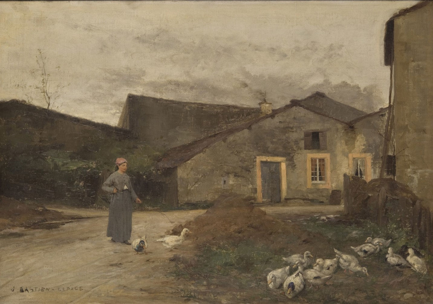 Goose Girl, vintage artwork by Jules Bastien-Lepage, 12x8" (A4) Poster