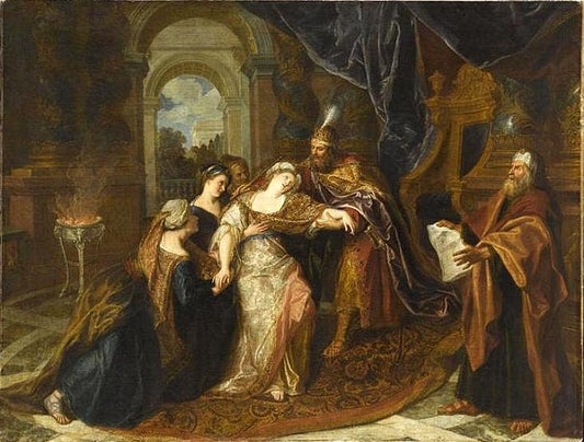 The Swooning of Esther, vintage artwork by Antoine Coypel II, 12x8" (A4) Poster