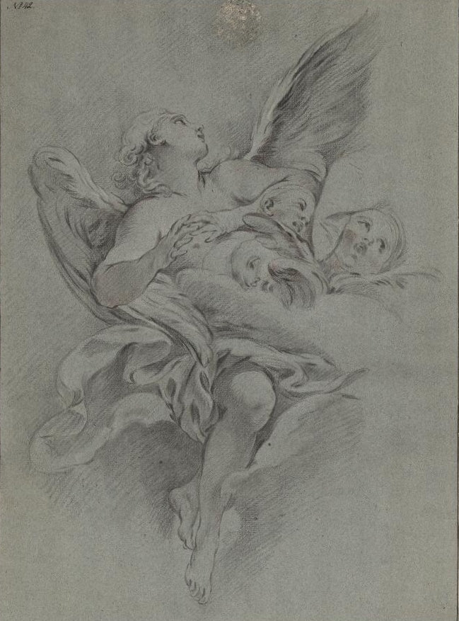 Group of Angels, vintage artwork by Guillaume Thomas Taraval, 12x8" (A4) Poster