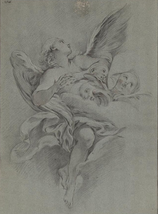Group of Angels, vintage artwork by Guillaume Thomas Taraval, 12x8" (A4) Poster
