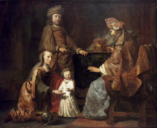 The Infant Samuel Brought by  Hanna to Eli, vintage artwork by Gerbrand van den Eeckhout, 12x8" (A4) Poster
