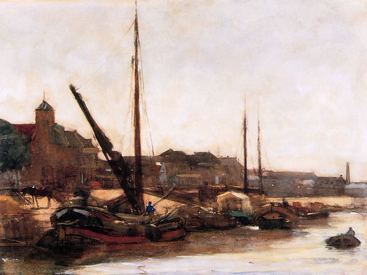Harbour, Scheveningen, vintage artwork by Floris Arntzenius, 12x8" (A4) Poster