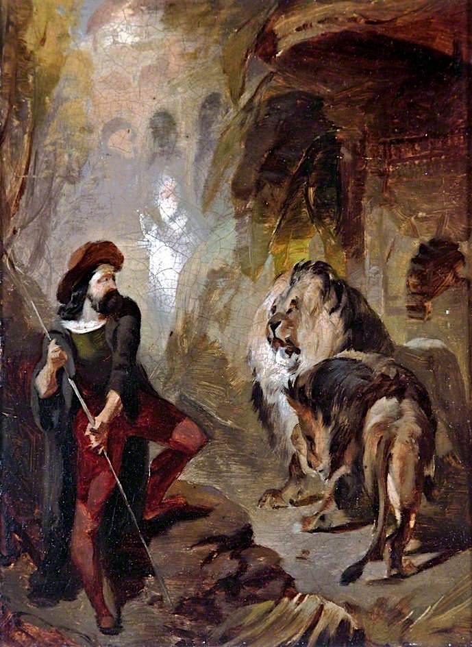 Christian and the Lions (sketch), vintage artwork by William Huggins, A3 (16x12") Poster Print