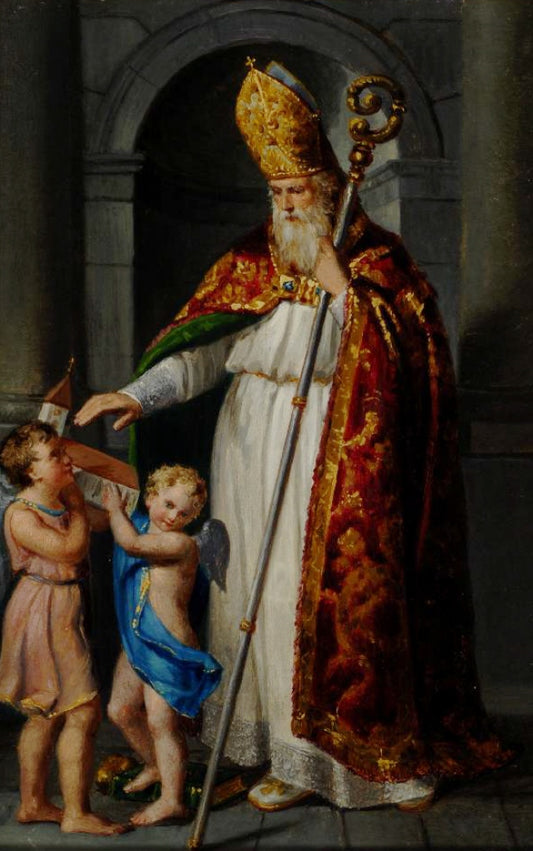 Bishop blesses a church, vintage artwork by Marie Ellenrieder, 12x8" (A4) Poster