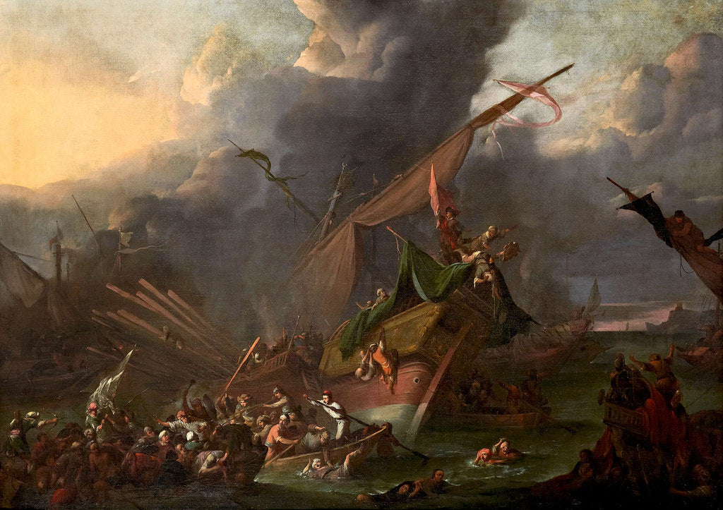 The Battle of Lepanto, vintage artwork by Johannes Lingelbach, 12x8" (A4) Poster