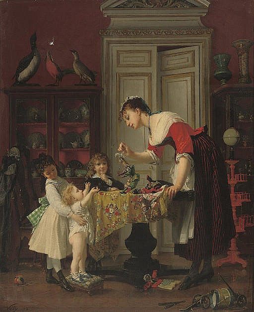 The puppet show, vintage artwork by Anatole Vely, 12x8" (A4) Poster