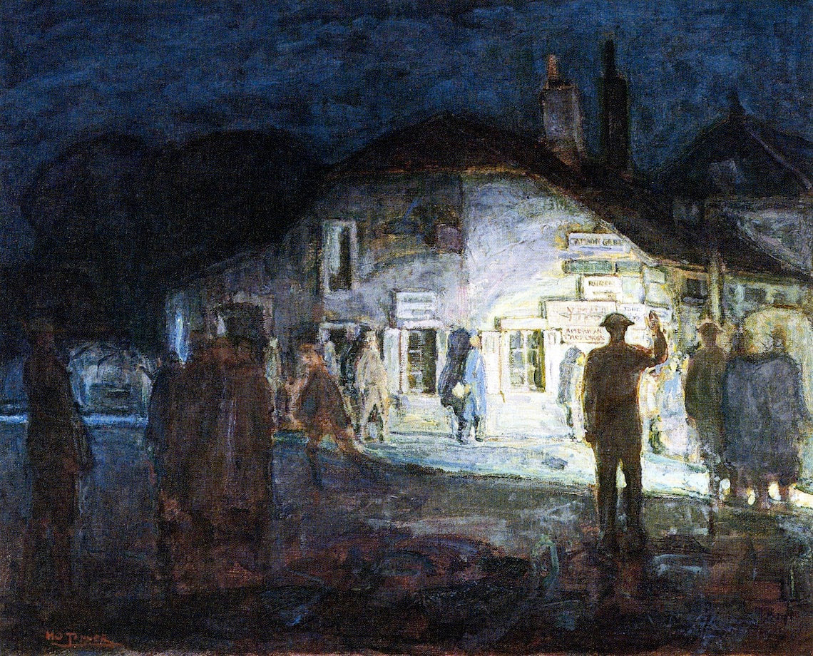Intersection of Roads, Neufchateau, World War I, vintage artwork by Henry Ossawa Tanner, 12x8" (A4) Poster