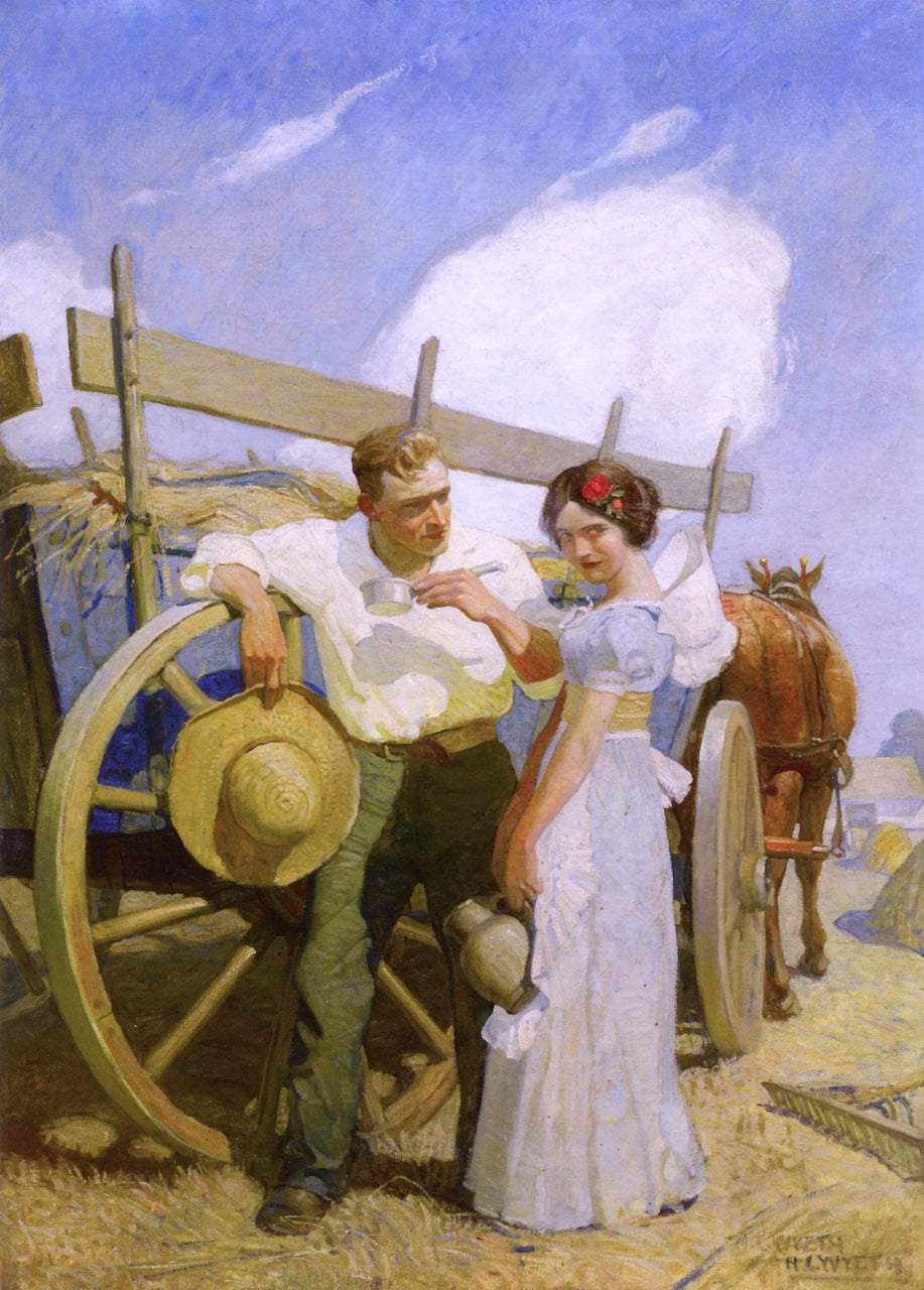 Couple and Wagon by Newell Convers (N.C.) Wyeth,16x12(A3) Poster