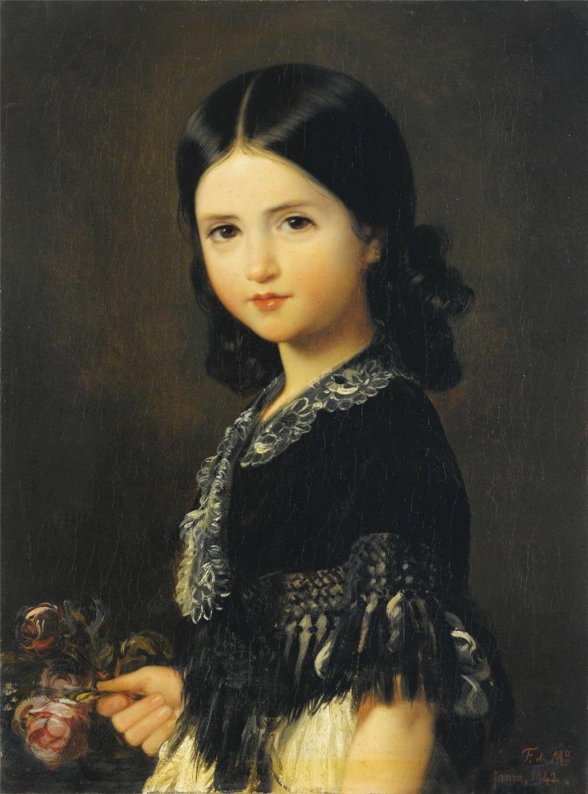 Portrait of Beatrice Barba y Troyse, vintage artwork by Federico de Madrazo y Kuntz, A3 (16x12") Poster Print