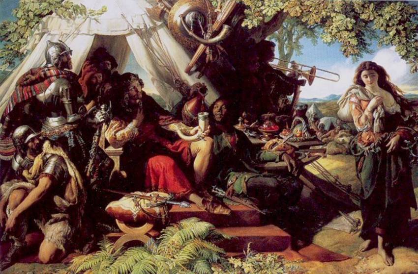 King Cophetua and the Beggarmaid, vintage artwork by Daniel Maclise, R.A., A3 (16x12") Poster Print