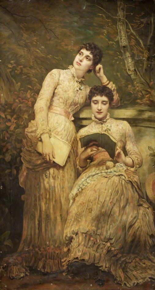 Ida and Ethel, vintage artwork by James Sant, R.A., A3 (16x12") Poster Print
