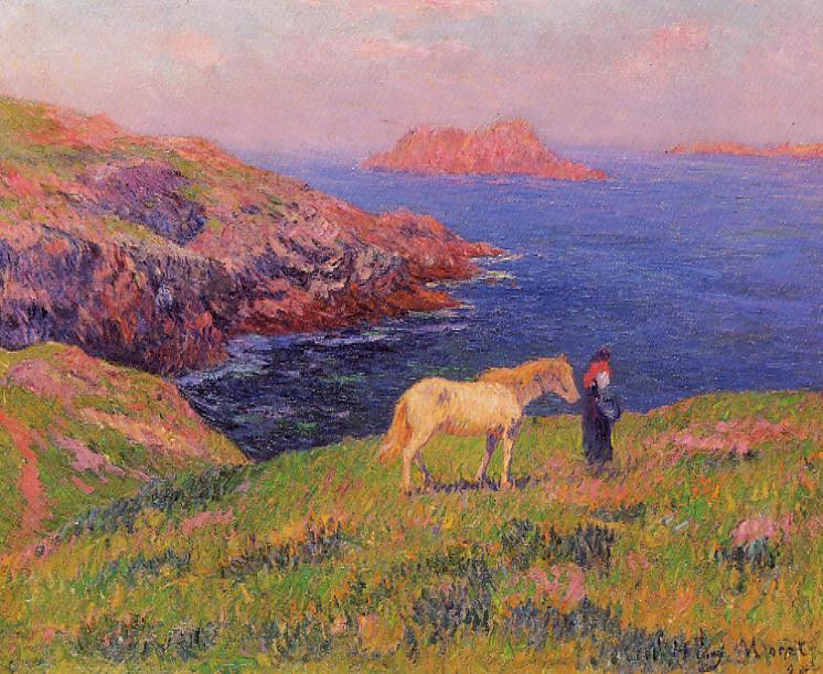 Cliff at Quesant with Horse by Henry Moret,A3(16x12")Poster