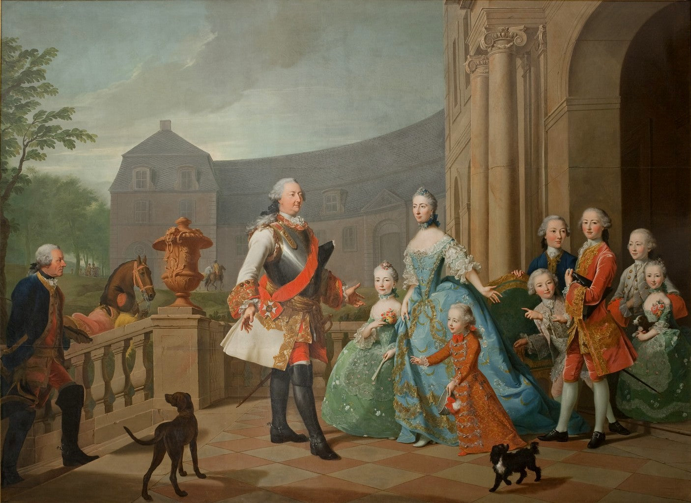 Portrait of Prince Carl of Waldeck-Pyrmont and his Family, vintage artwork by Johann Heinrich Tischbein the Elder, 12x8" (A4) Poster