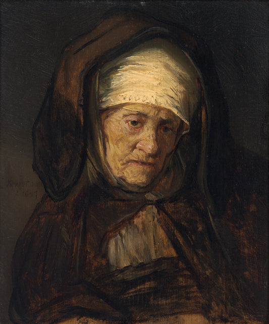 Head of an Aged Woman, vintage artwork by Dutch School 17th Century - Unknown, 12x8" (A4) Poster