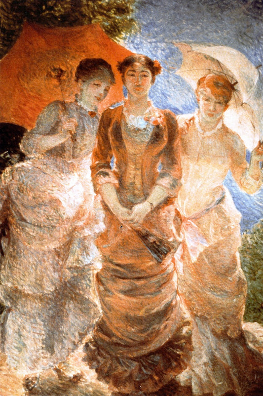 Three Ladies with Umbrellas, vintage artwork by Marie Bracquemond, 12x8" (A4) Poster