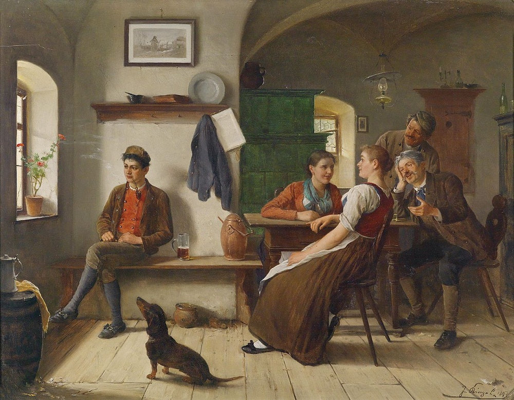 In the Farmhouse Parlor by Josef Kinzel,A3(16x12")Poster