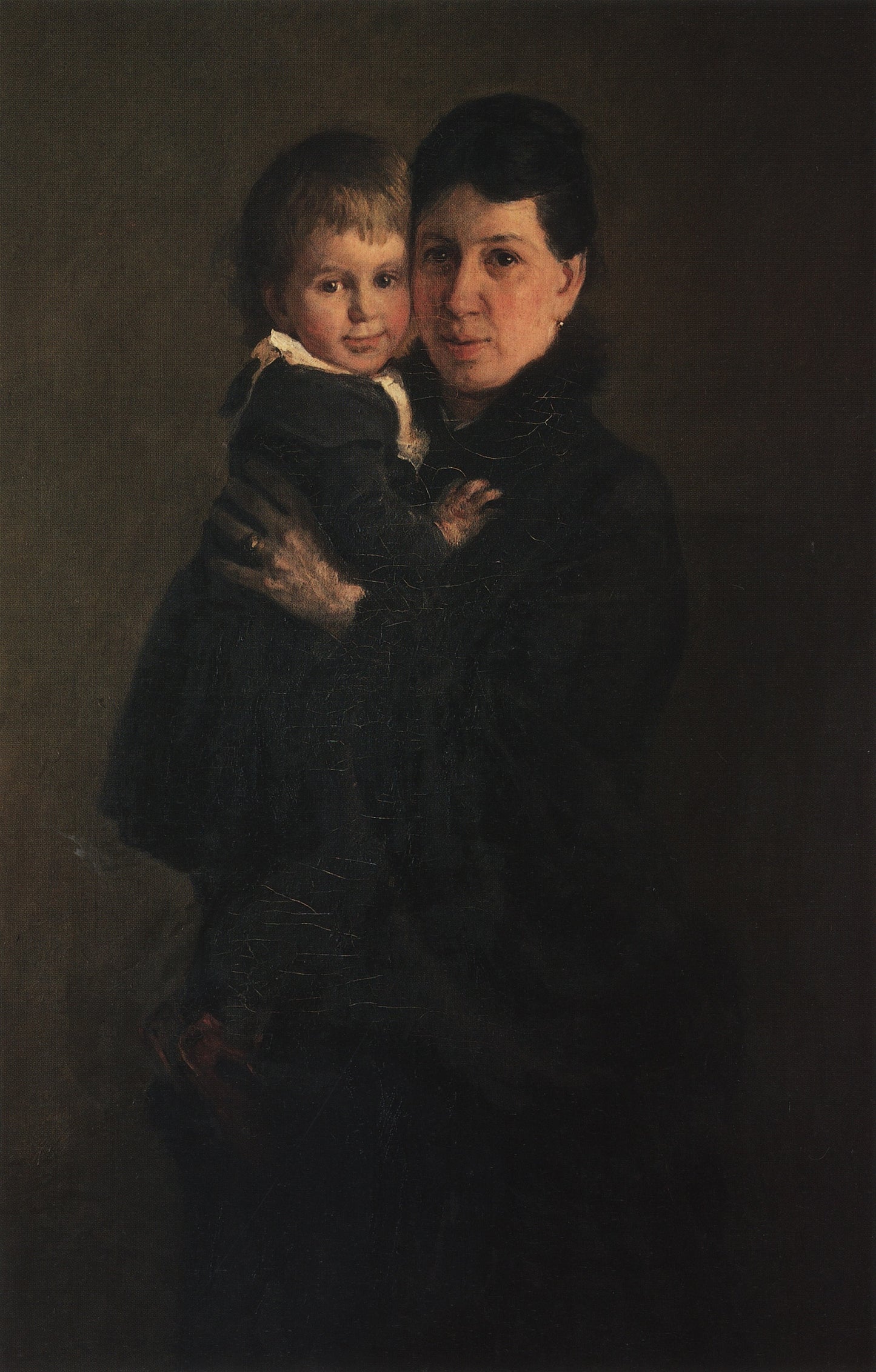 Portrait of V.A. Tolstoi with Her Daughter, vintage artwork by Nikolai Nikolaevich Ge, 12x8" (A4) Poster