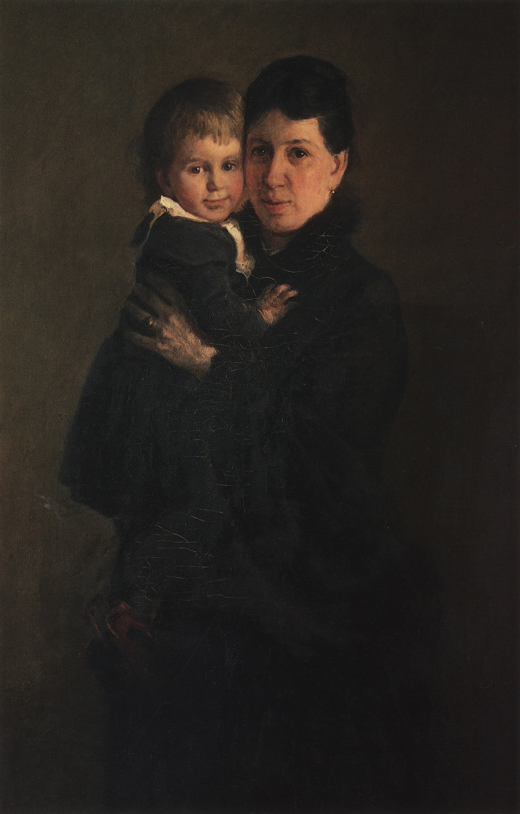 Portrait of V.A. Tolstoi with Her Daughter, vintage artwork by Nikolai Nikolaevich Ge, 12x8" (A4) Poster