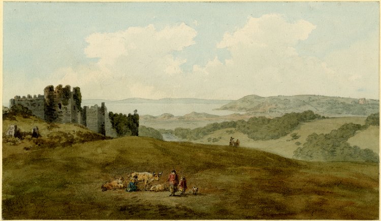 Ruins of Penrice Castle, vintage artwork by John Warwick Smith, 12x8" (A4) Poster