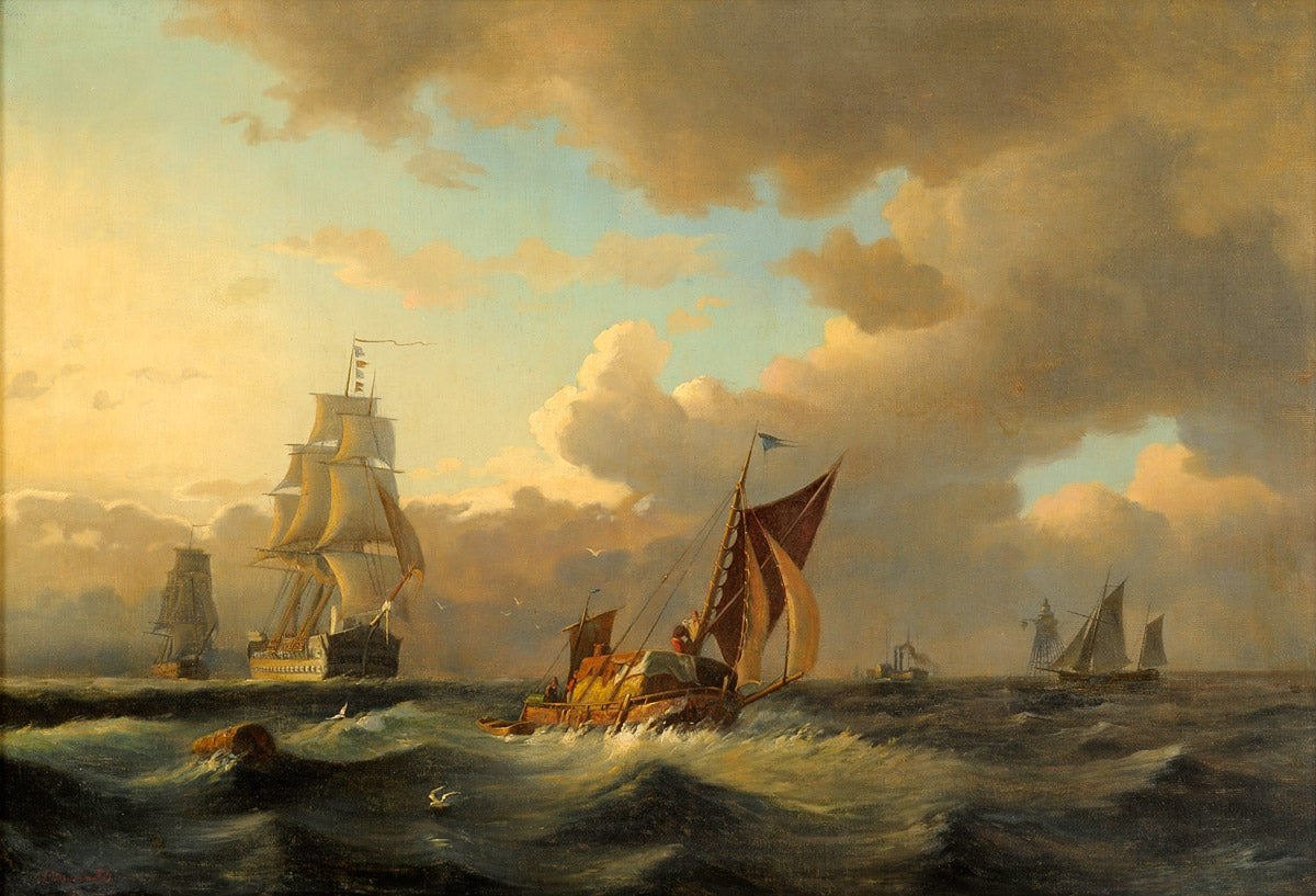 Gliders and Frigates, vintage artwork by Viggo Fauerholdt, 12x8" (A4) Poster