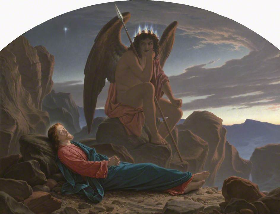 Satan Watching the Sleep of Christ, vintage artwork by Sir Joseph Noel Paton, A3 (16x12") Poster Print