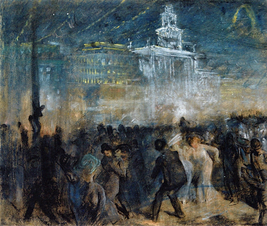 Paris, scène de bal devant l'Hôtel de Ville, vintage artwork by Theophile-Alexandre Steinlen, 12x8" (A4) Poster