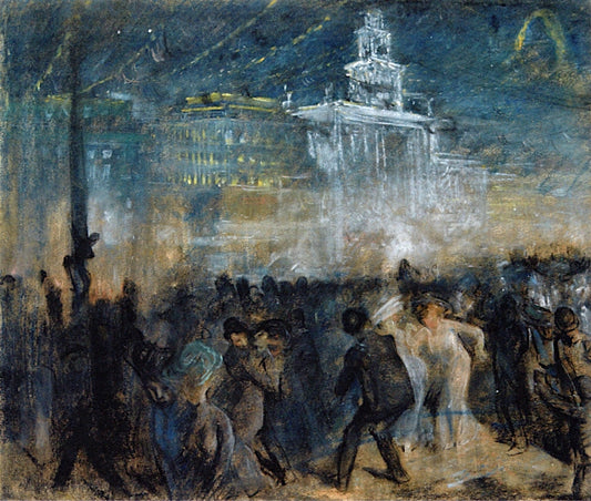 Paris, scène de bal devant l'Hôtel de Ville, vintage artwork by Theophile-Alexandre Steinlen, 12x8" (A4) Poster