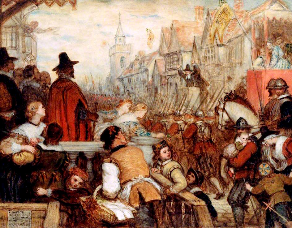 The Setting Out of the Train Bands from London to Raise the Siege of Gloucester (sketch), vintage artwork by Charles West Cope, A3 (16x12") Poster Print