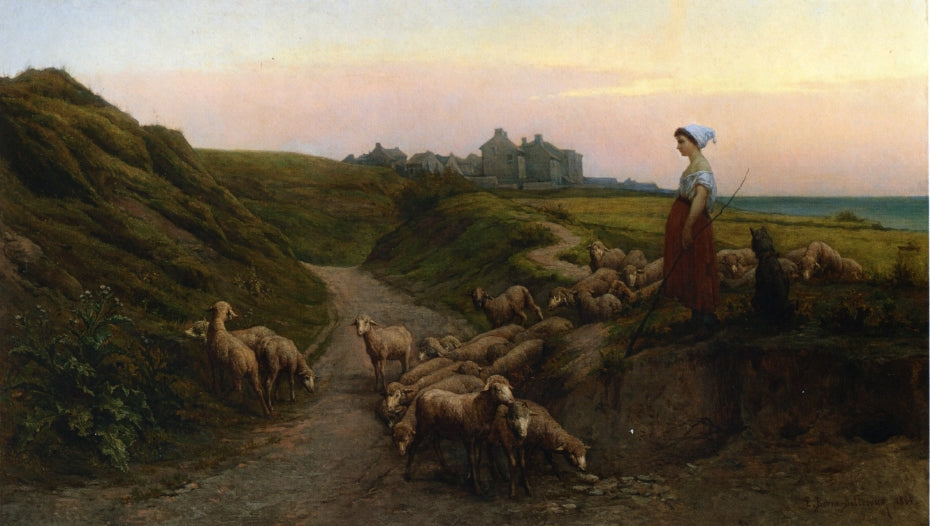Low Road on the Coast of Normandy, vintage artwork by Etienne-Prosper Berne-Bellecour, 12x8" (A4) Poster