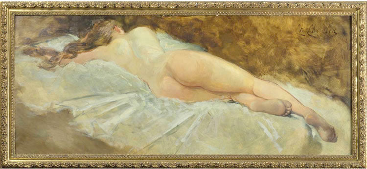 Nude Lying Down, vintage artwork by Charles Chaplin, 12x8" (A4) Poster