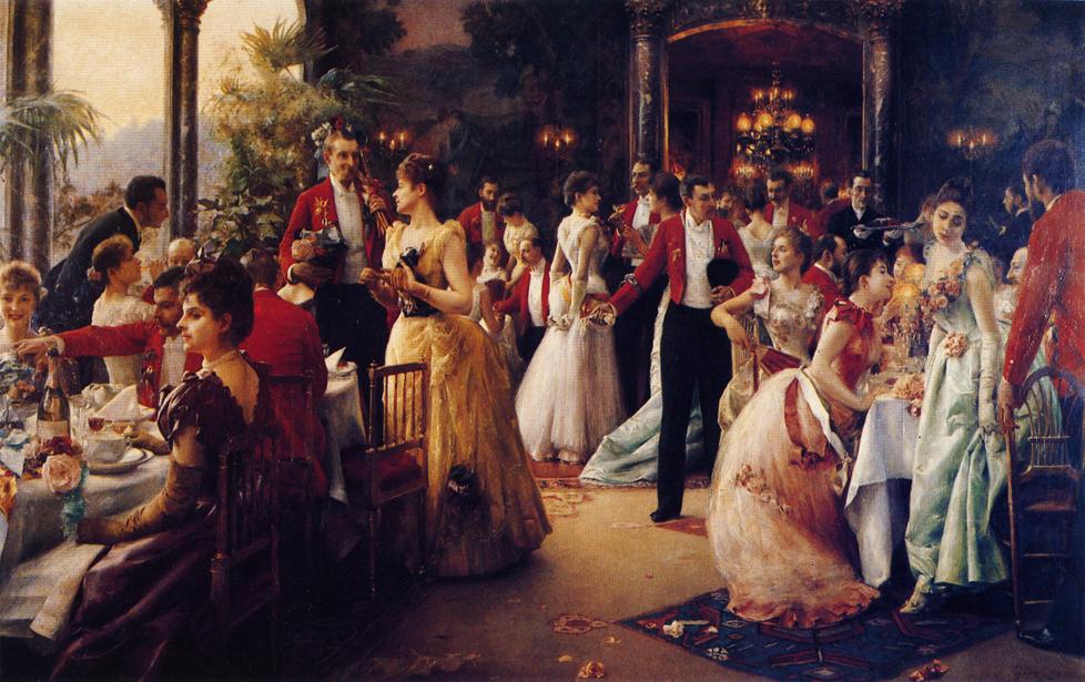 The Hunt Supper, vintage artwork by Julius LeBlanc Stewart, 12x8" (A4) Poster