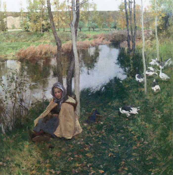 Goose Girl by Willard Leroy Metcalf,A3(16x12