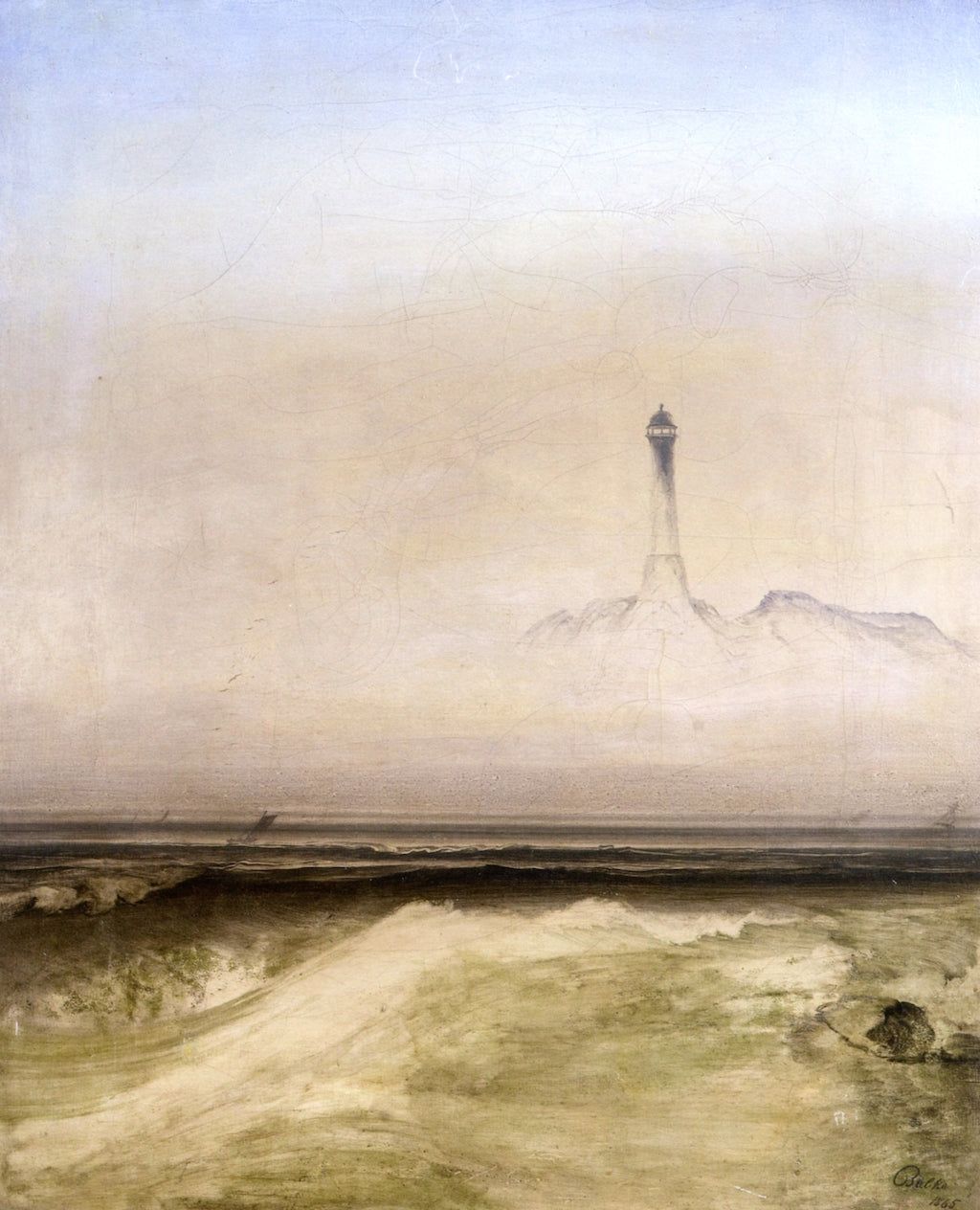 Lighthouse in Mist, vintage artwork by Peder Balke, A3 (16x12") Poster Print