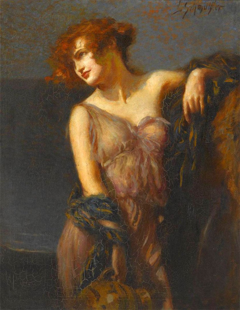 Girl with Pitcher by Leopold Schmutzler,A3(16x12")Poster