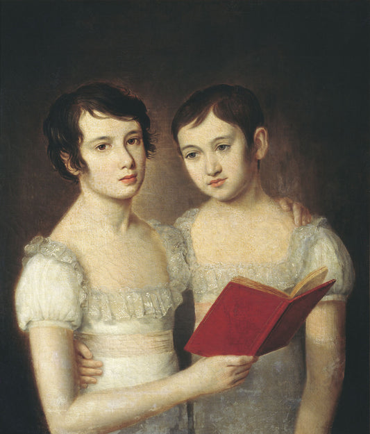 Portrait of Two Girls, vintage artwork by Ivan Smirnovsky, 12x8" (A4) Poster