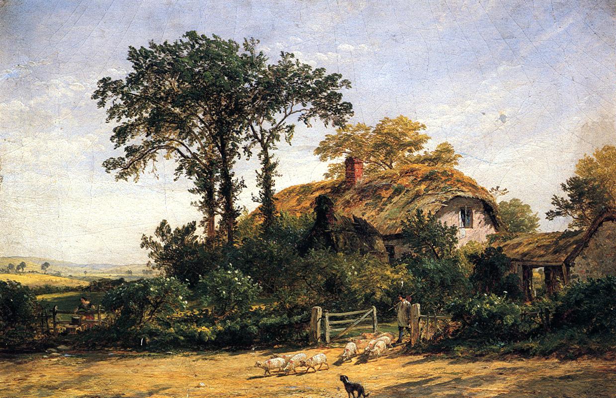 The Cottage of the Dairyman's Daughter, vintage artwork by Jasper Francis Cropsey, 12x8" (A4) Poster