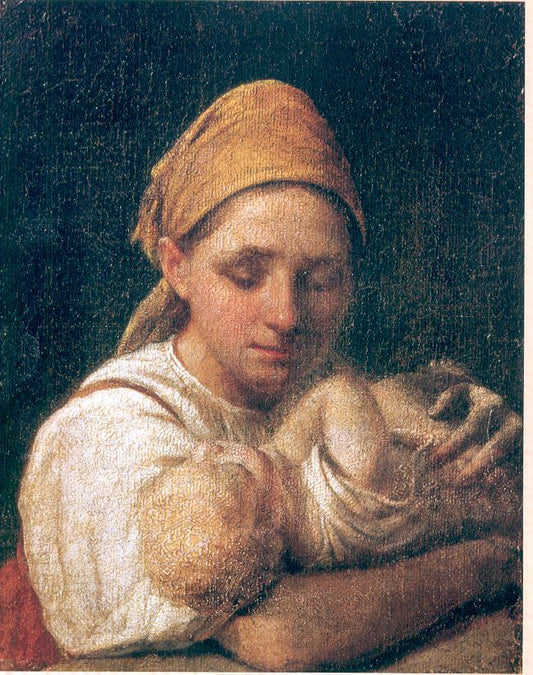 Peasant Woman with a Baby , vintage artwork by Alexei Venetsianov, 12x8" (A4) Poster