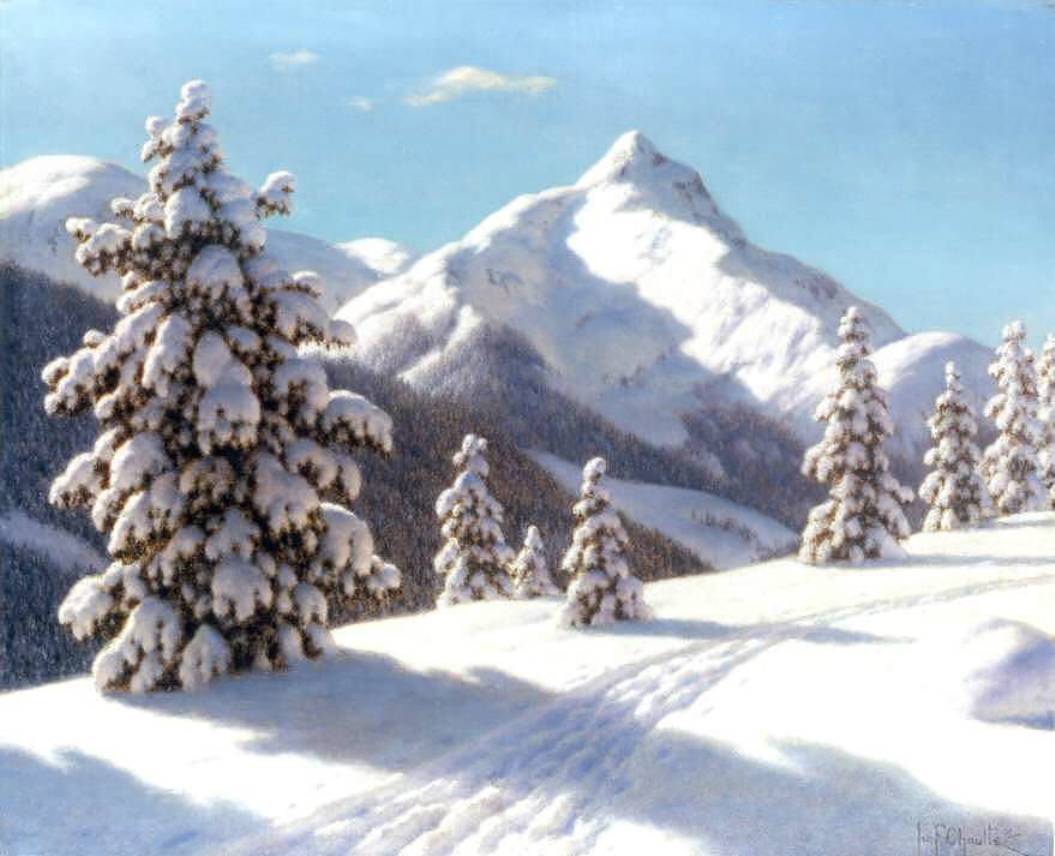 Pines in the Snow by Ivan Fedorovich Choultse,16x12(A3) Poster