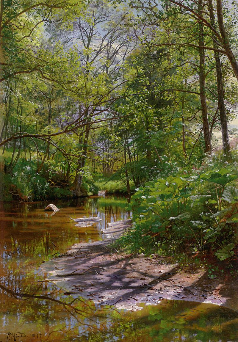 A river landscape by Peder Mork Monsted,A3(16x12")Poster