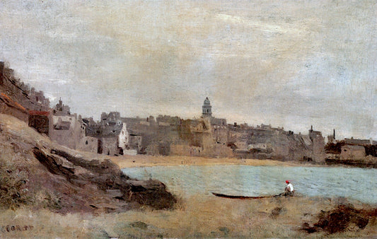 A City by  the Sea (Brittany), vintage artwork by Jean-Baptiste-Camille Corot, A3 (16x12") Poster Print