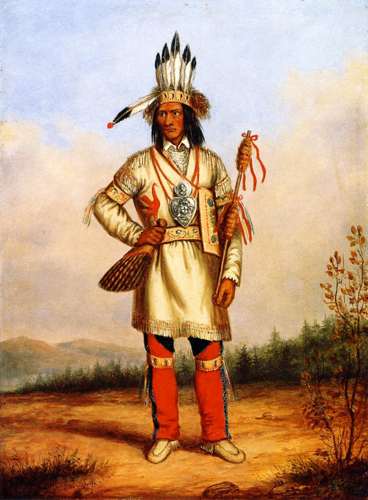 Chief Tanaghte, Delegate to Lord Elgin at Montreal, vintage artwork by Cornelius Krieghoff, A3 (16x12") Poster Print