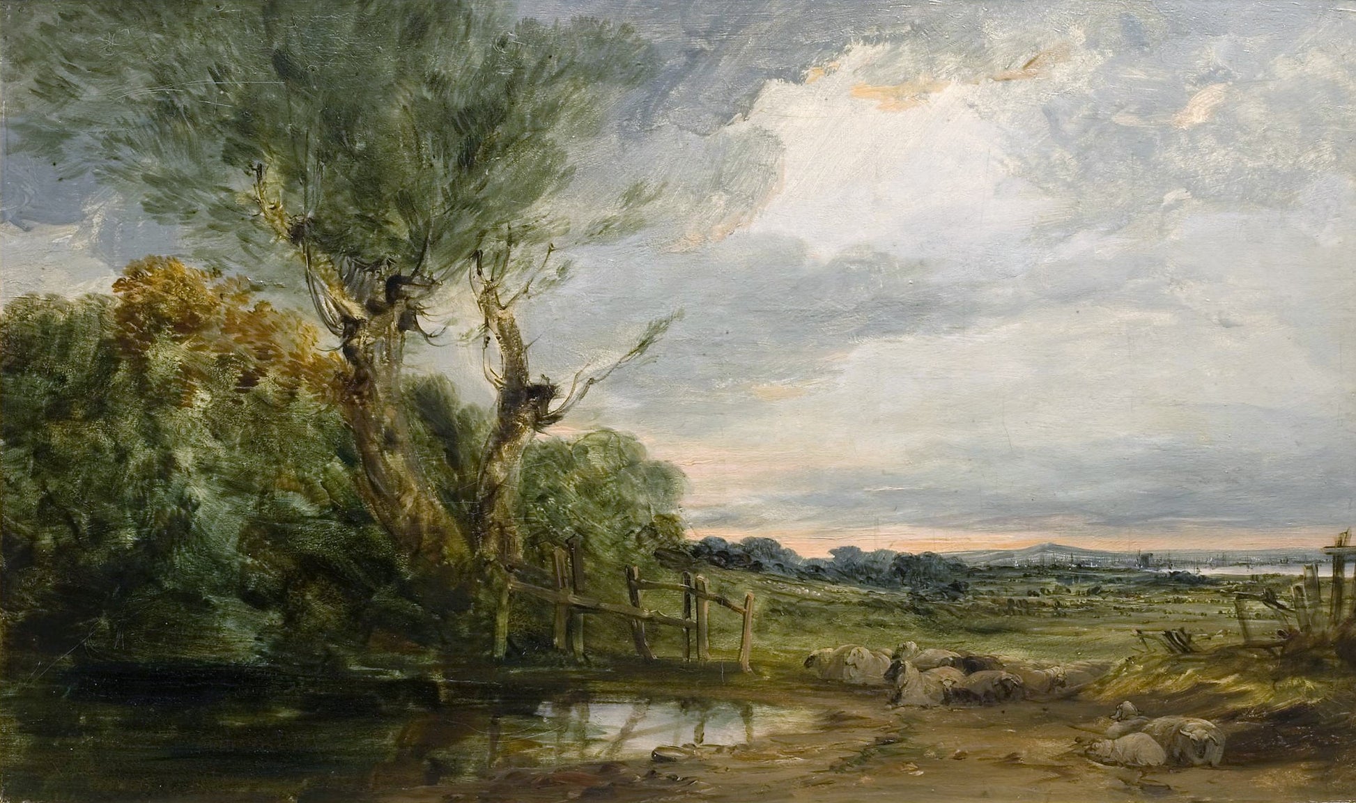 Near Blackheath: Blackwall Reach from Charlton Fields, vintage artwork by James Holland, A3 (16x12") Poster Print