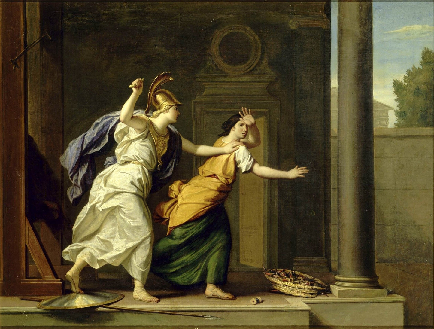 Story of Minerva - Minerva and Arachne, vintage artwork by Rene-Antoine Houasse, 12x8" (A4) Poster