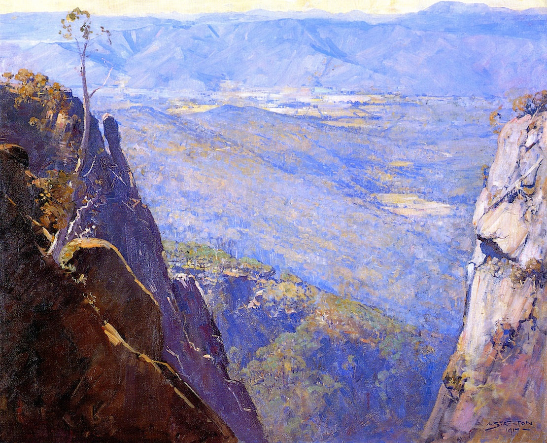 Blue Depths, vintage artwork by Sir Arthur Streeton, 12x8" (A4) Poster