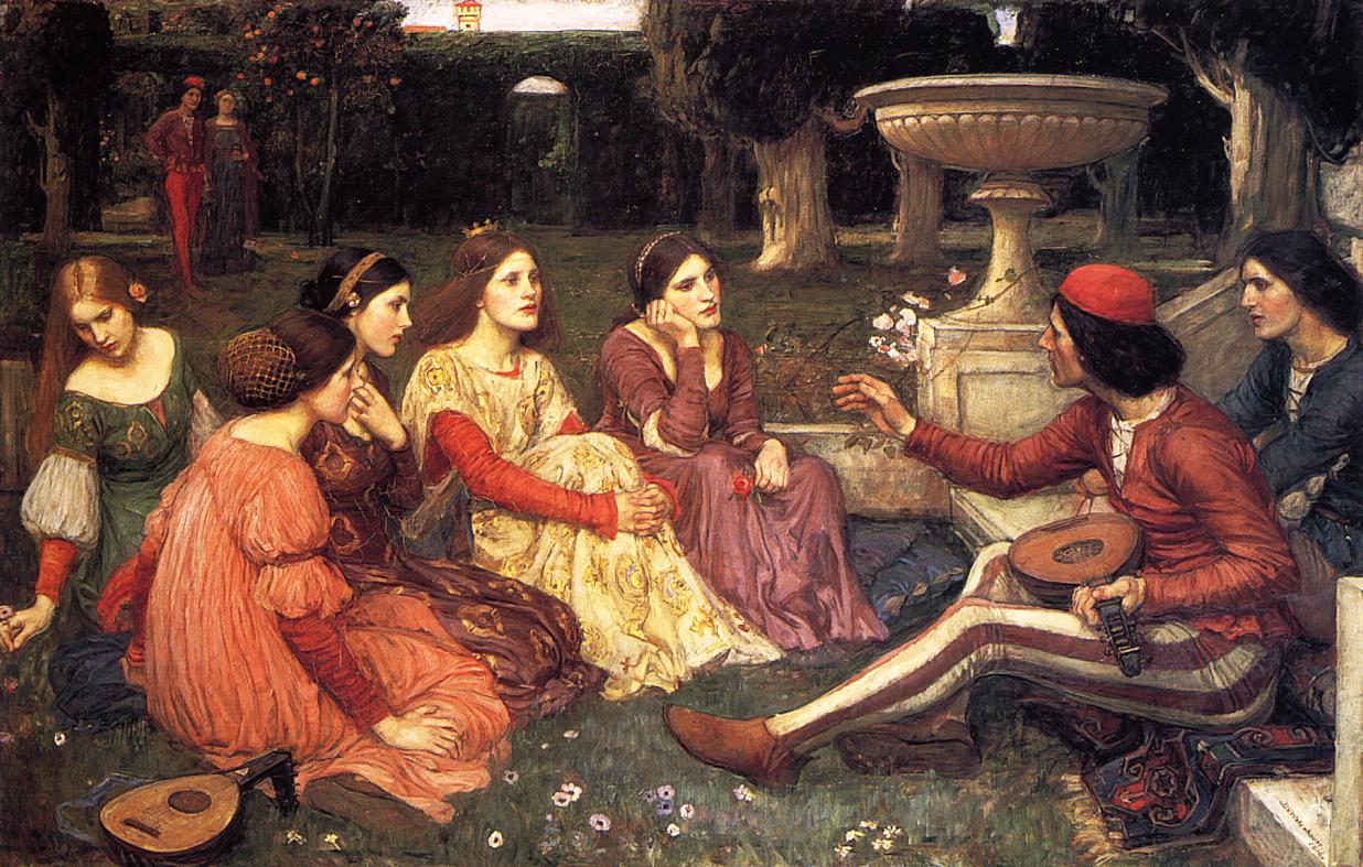 A Tale from the Decameron, vintage artwork by John William Waterhouse, 12x8" (A4) Poster