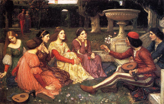 A Tale from the Decameron, vintage artwork by John William Waterhouse, 12x8" (A4) Poster
