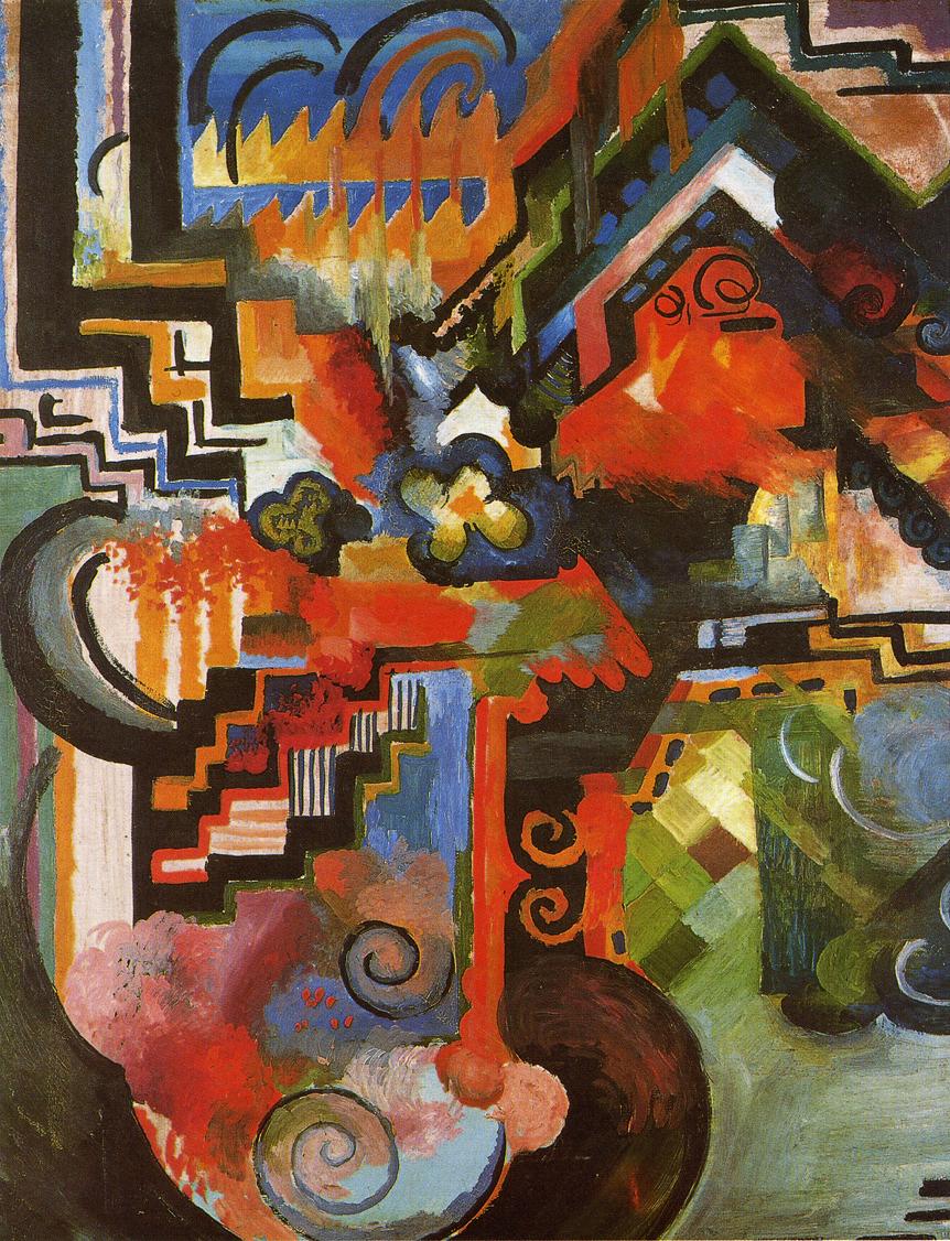 Colored Composition by August Macke,16x12(A3) Poster