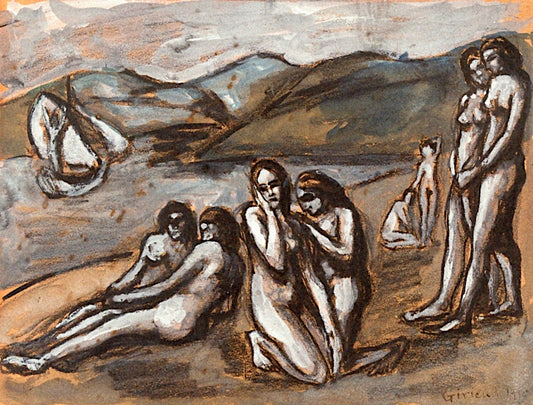Lesbos, vintage artwork by Pierre Girieud, 12x8" (A4) Poster